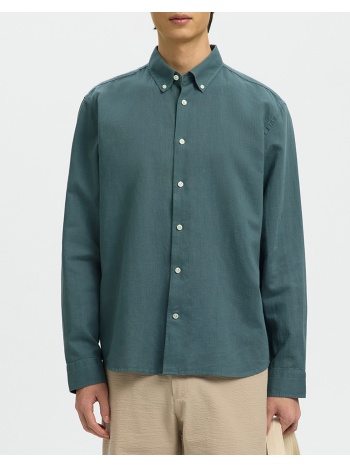 selected slhregclay linen blend bd ls shirt 16100326-balsam