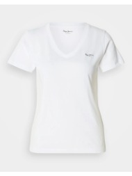 pepe jeans essentials mae v neck μπλουζα γυναικειο pl5000123-800/white white