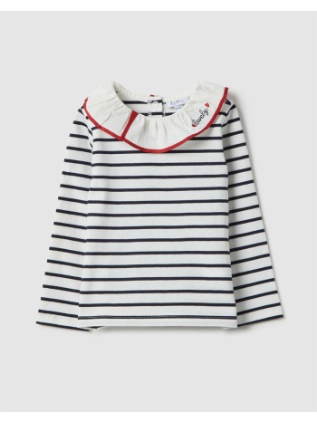 ovs t-shirt l/s y/d striped 2553238-white multi