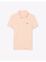 lacoste μπλουζα κμ short sleeved ribbed collar shirt 3pf7839-big lightcoral