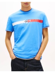 tommy jeans tjm reg signature stripe t ext dm0dm22539-c38 lightblue