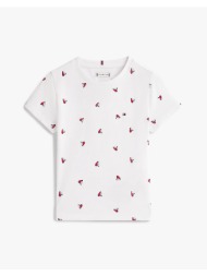 tommy hilfiger lg aop heart tee ss kg0kg09352-2y-7y-ybr white