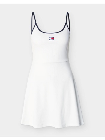 tommy jeans tjw f&f strappy badge dress dw0dw22335-ybl ecru