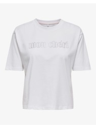 only onlrhine s/s boxy print top box jrs 15368901-bright whitemoncheriamethystrhinestone white