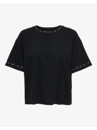 only onlterza s/s o-neck top box jrs 15343834-blacksilverstudsnecksleeve black