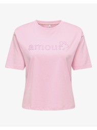 only onlrhine s/s boxy print top box jrs 15368901-romance roseamourromanceroserhinestone pink