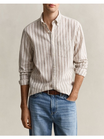 gant υποκαμισο μμ reg cotton linen stripe shirt