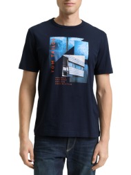 tom tailor t-shirt with phot μπλουζα ανδρικο 1048650-10668 darkblue