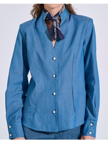 bill cost πουκαμισο 10-200192-0-μπλε denimblue