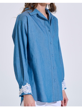 bill cost πουκαμισο 10-200191-0-μπλε denimblue