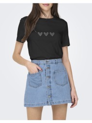 only onlariana life s/s o-neck box top jrs 15343771-blackthreeheartschestrhnstnari black