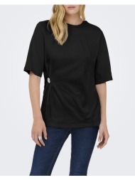 only onlmarie 2/4 o-neck top box jrs 15368496-blacksilverbutton black