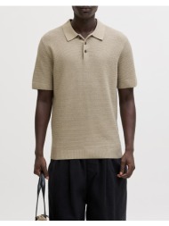 jack&jones jprbluriley knit polo ss sn 12292034-lemon peppertwist sandybrown