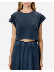 dirty laundry cropped slub t-shirt dlwt000150-vintage blue darkblue