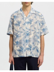 selected slmcasper-air rlx mix ss shirt 16091381-blue mirageleaves lightblue