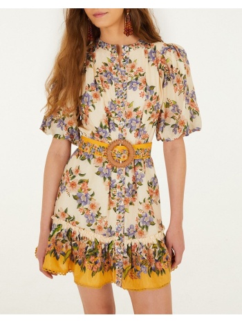 farm rio hilo stripes sand mini dress-hilo stripes sand