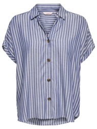 only onlgibsi-puori ss v-neck shirt wvn 15370650-medium blue denimbright white blue