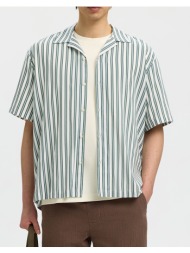 selected slmcasper-air rlx mix ss shirt 16091381-balsam greenwhite lightgreen