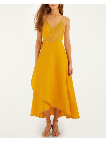farm rio yellow bananas maxi wrap dress-yellow 347776-l0032