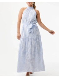 mexx striped flower jacquard dress mf006302461w-144121 lightblue