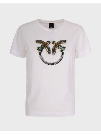 pinko quentin t-shirt jersey ricamo 100535a33f-z05 white