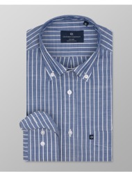 oxford company button down 100%bambaki πουκαμισο f123-bz10.01-01 darkblue