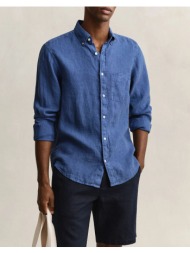 gant υποκαμισο μμ reg gmnt dyed linen shirt 3g3240120-442 blue