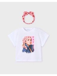 mayoral μπλουζα κοντομανικη λωριδες 03010-095 white