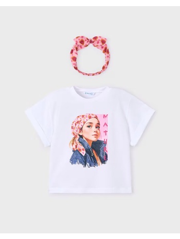 mayoral μπλουζα κοντομανικη λωριδες 03010-095 white