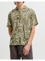 jack&jones jprblulyon print dobby s/s shirt sn 12291968-mermaidrealxfit khaki