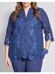 parabita πουκάμισο βαμβακερό κιπούρ με μανίκια 3/4 012610509715-003 navyblue