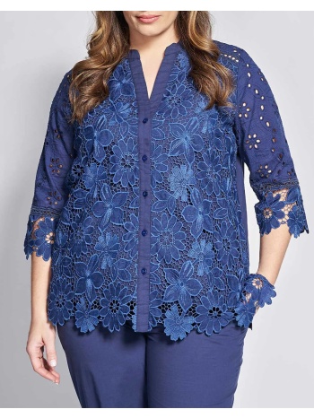 parabita πουκάμισο βαμβακερό κιπούρ με μανίκια 3/4