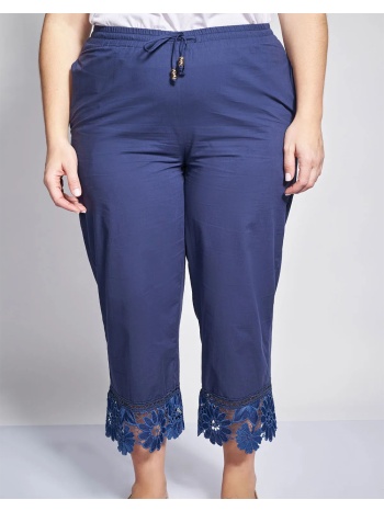 parabita cropped παντελόνα βαμβακερό βουάλ με κιπούρ