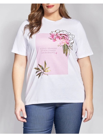 parabita t-shirt βαμβακερό με στάμπα φλοράλ και λογότυπο