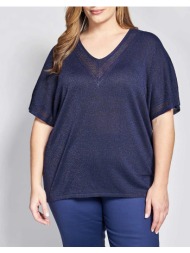 parabita πλεκτή μπλούζα με συνδυασμό πλέξης 012610106337-003 navyblue