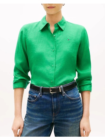 tommy hilfiger ess linen relaxed shirt ww0ww44679-ms3 green