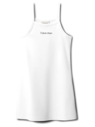 calvin klein jeans strap punto dress lvcksjh08g-8y-16y-yaf white