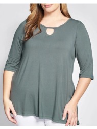 parabita mπλούζα ζέρσευ με άνοιγμα keyhole 012610100225-023 khaki