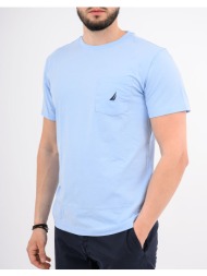 nautica μπλουζα t-shirt κμ ss anchor pocket tee 3ncv41050-4nn lightblue