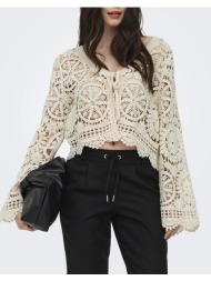 only onlwaterly ls crochet tie cardigan knt 15369739-birch offwhite