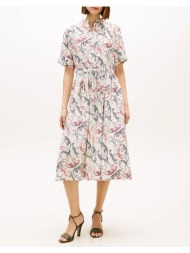 tommy hilfiger ess linen midi ss shirt dress ww0ww49633-0f6 mixed