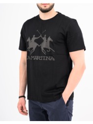 la martina μπλουζα t-shirt κμ man s/s tshirt jersey 3lmmcr001-09999 black