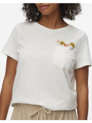vero moda vmkarma s/s o-neck t-shirt jrs btq 10345912-snow whiteflower pocket offwhite