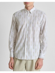antony morato mmsl00789fa430661 min of 6 shirt napoli regular fit in printed linen blend fabric πουκ