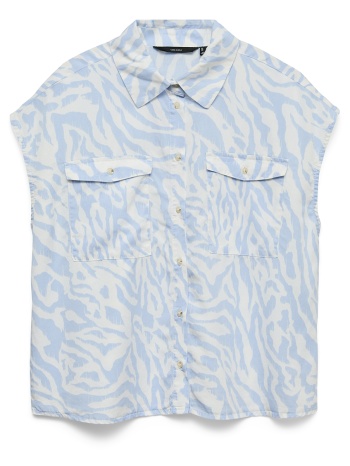 vero moda vmbree sl tencel shirt 10341628-snow whitezebra σε προσφορά