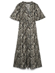 vero moda vmeasy joy s/s v-neck 7/8 dress wvn 10345506-oatmealdolly multi