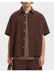 selected slhrlxstuart seersucker ss shirt 16101353-bracken brown