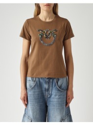 pinko quentin t-shirt jersey ricamo 100535a33f-l78 brown