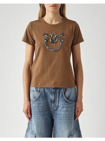 pinko quentin t-shirt jersey ricamo 100535a33f-l78 brown