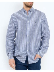 the bostonians πουκαμισο acorn λινο regular fit stripe linen button-down regular fit 3aas4726-blue b
